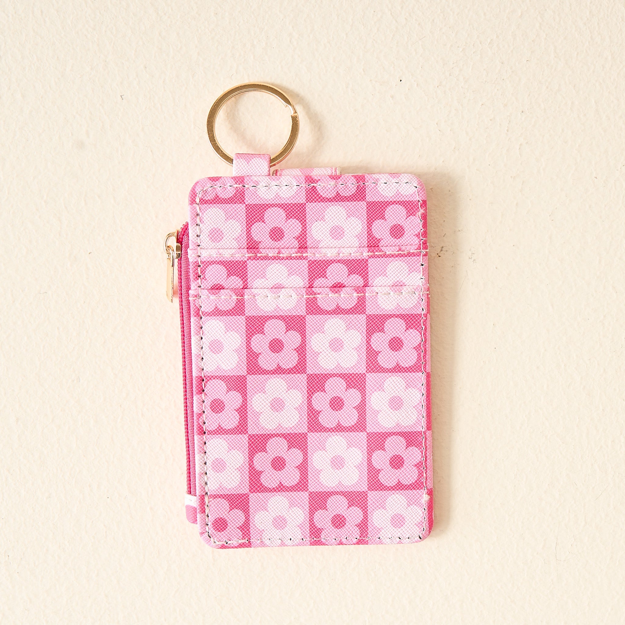 Flower Check Keychain Wallet