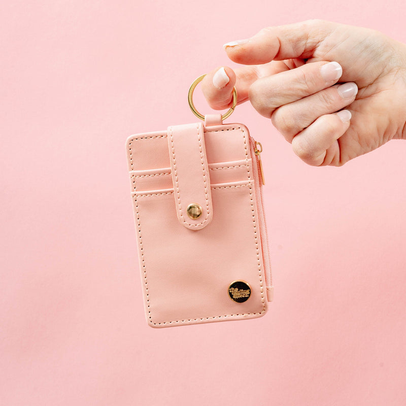 Light Pink Solid Keychain Card Wallet