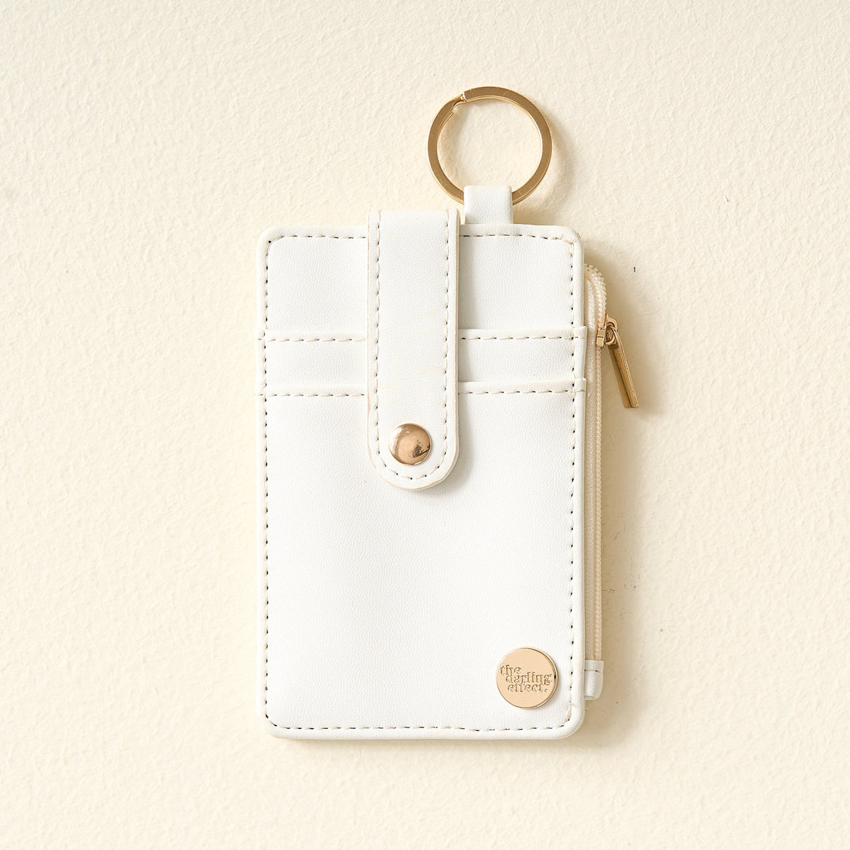 White Solid Keychain Card Wallet