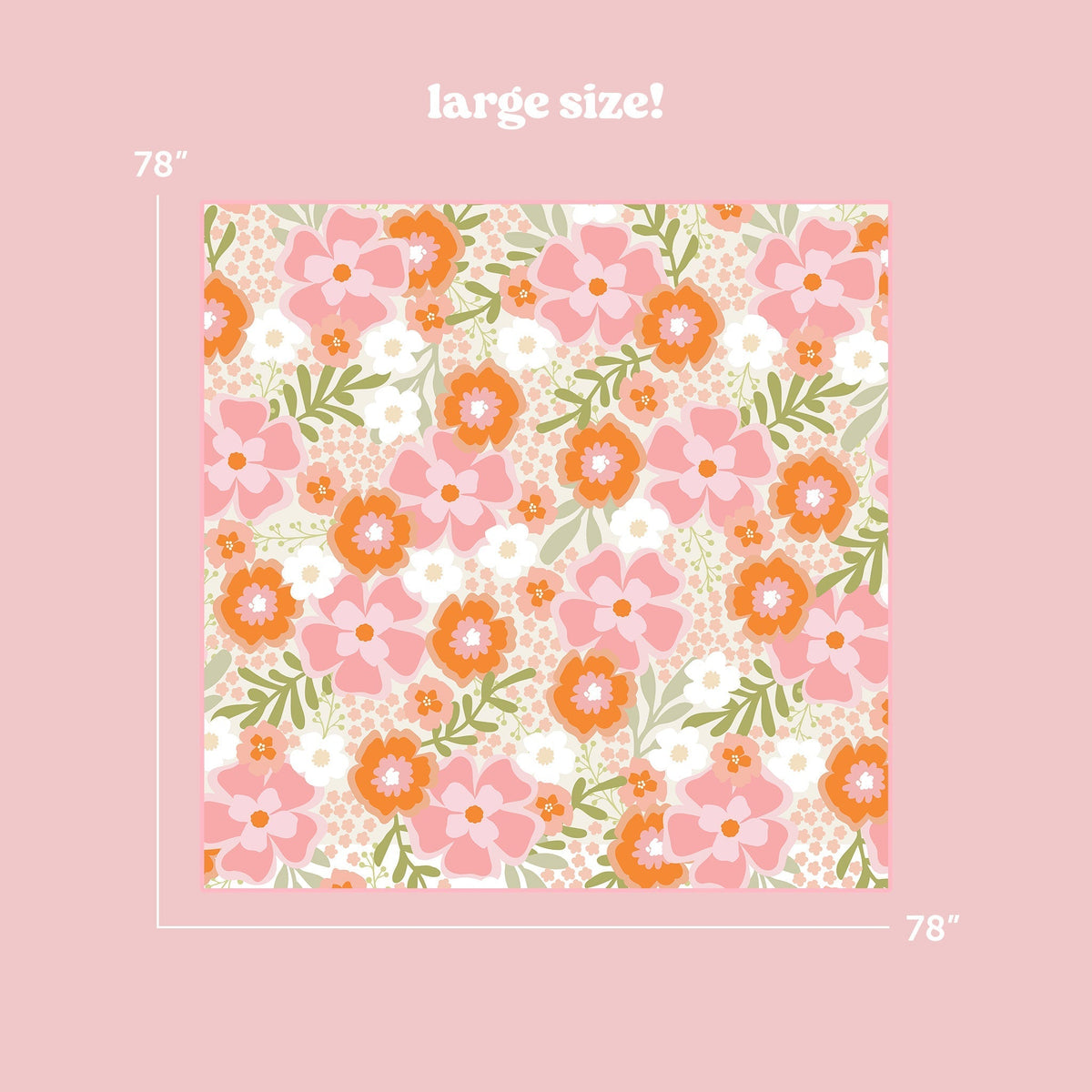 Beyond Blooms Pink Orange On-the-Go Quilted Picnic Blanket