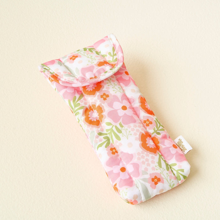 Beyond Blooms Pink Orange Puffy Sunglasses Case