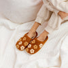 Floral Fuzzy Slippers - Brown