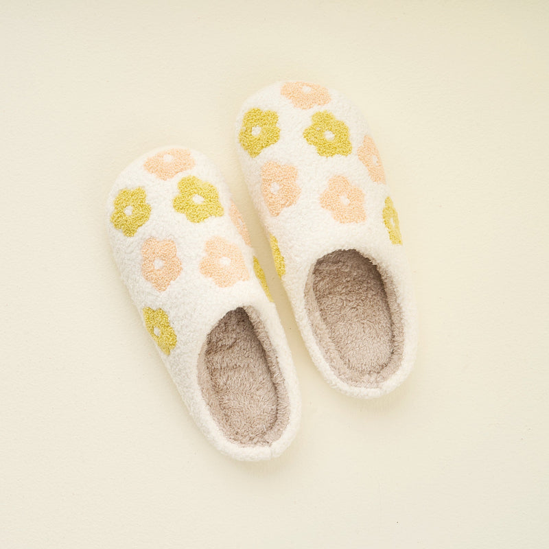 Peach Flower Fuzzy Slippers