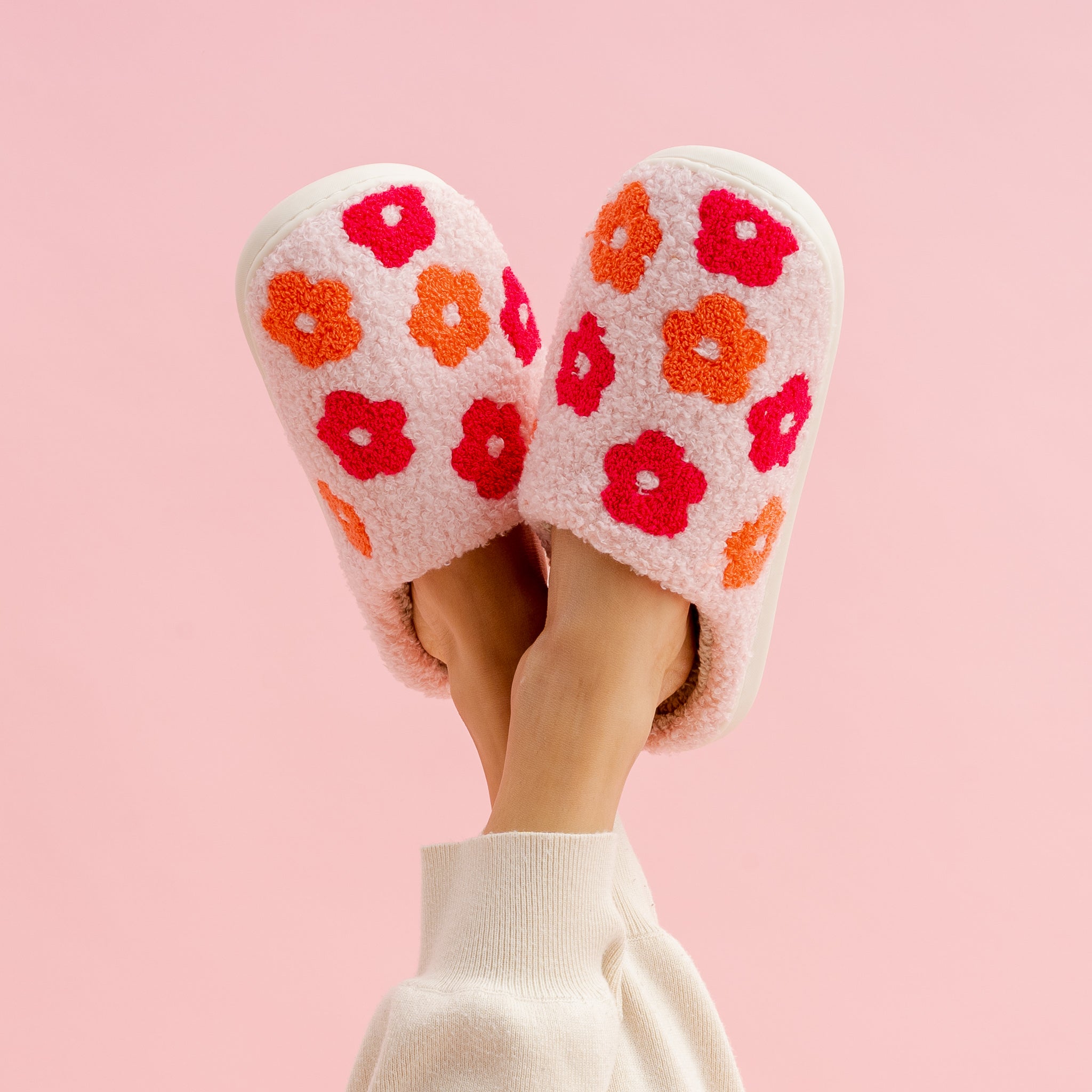 Floral Fuzzy Slippers