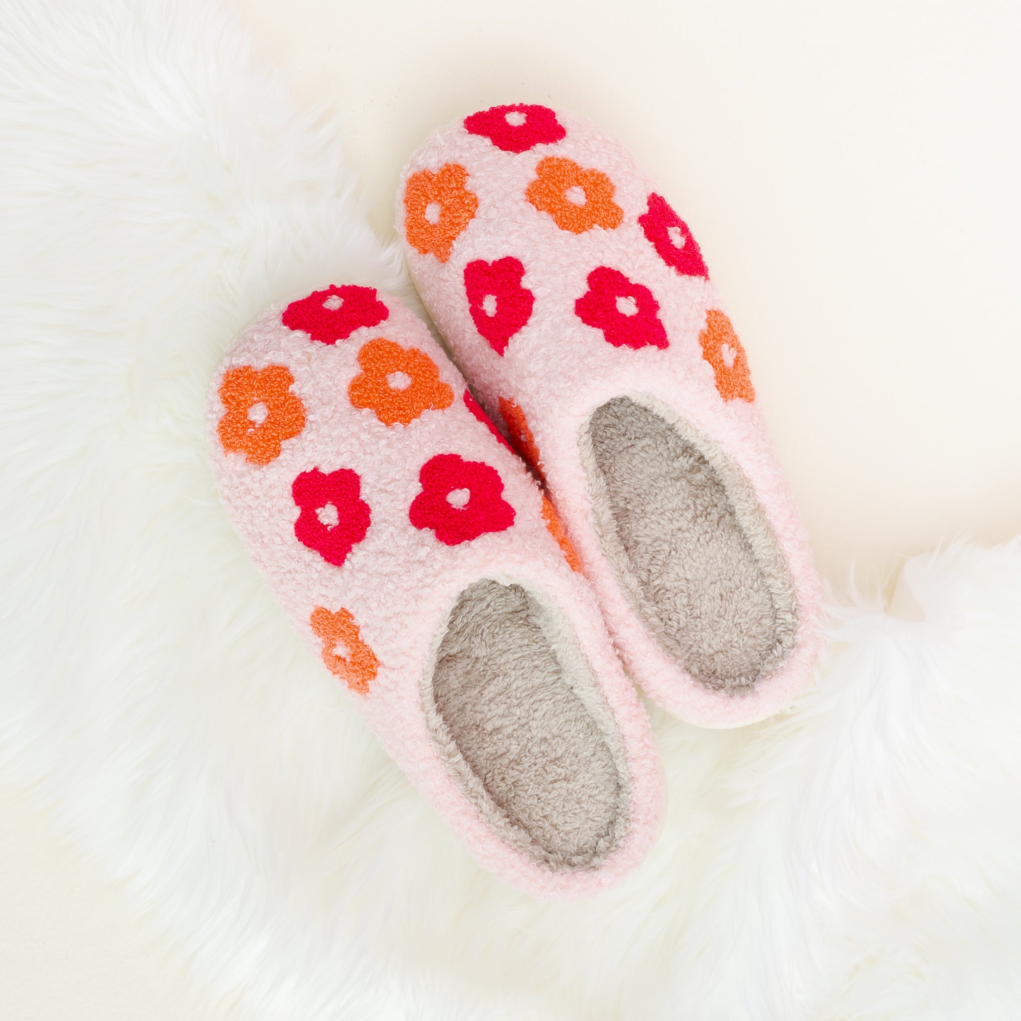 Floral Fuzzy Slippers