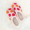 Floral Fuzzy Slippers - Pink