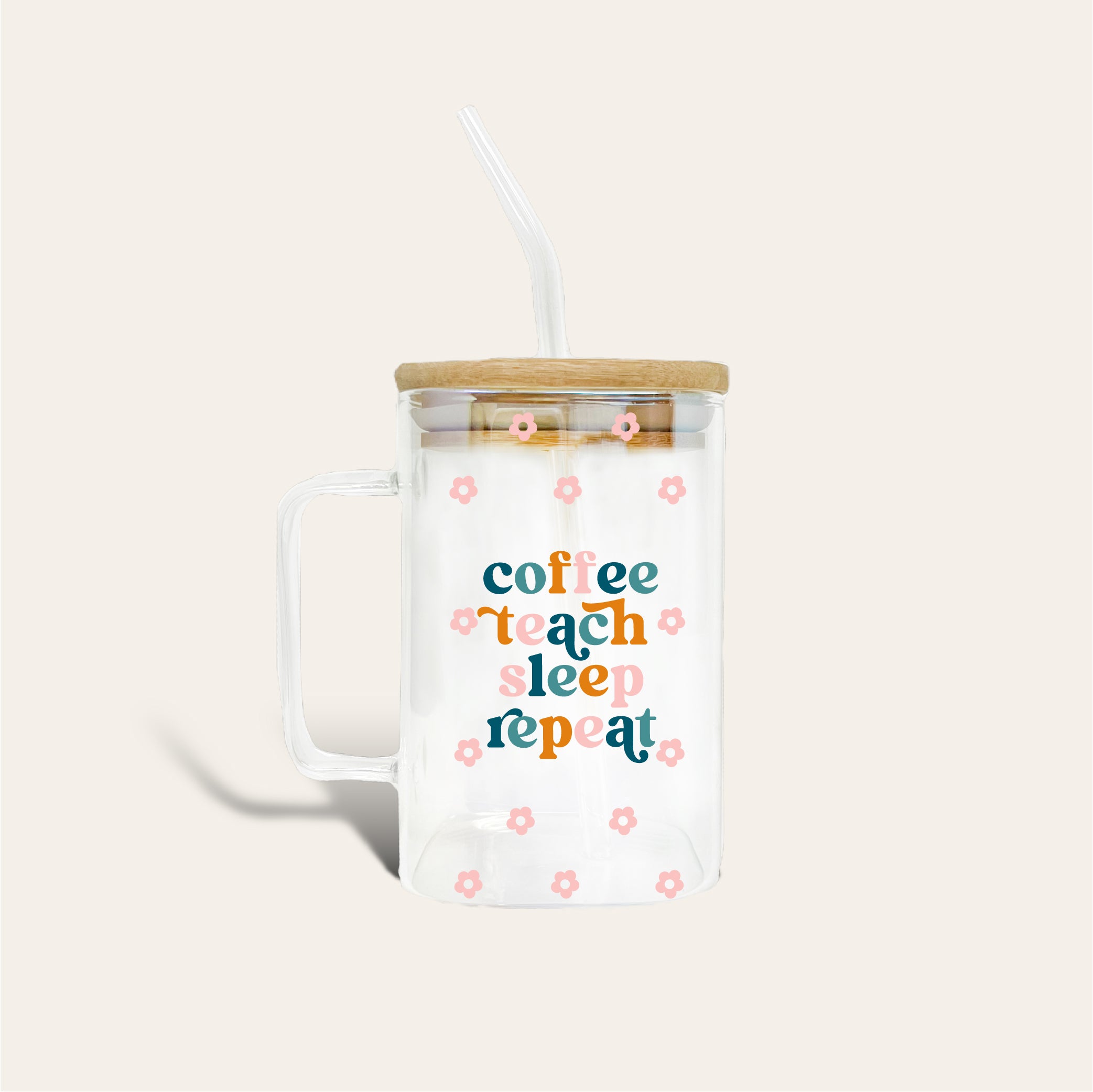 20 oz Square Glass Cup - More Coffee Please