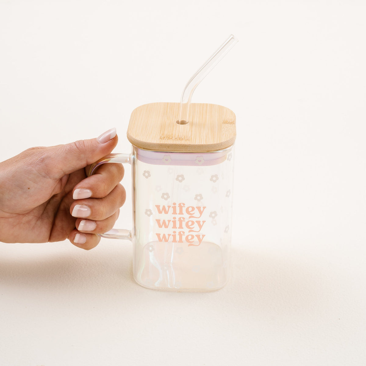 Wifey 20 oz Square Glass Cup