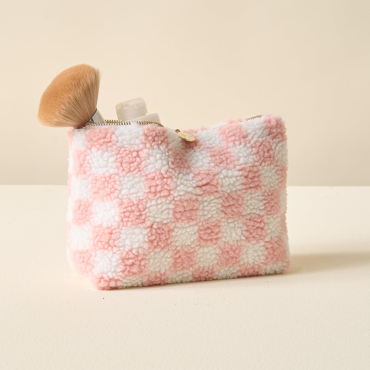 Blush Checker Teddy Pouch