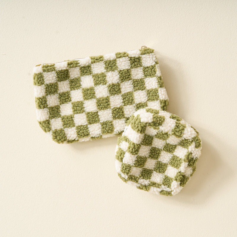 Checker Square Teddy Pouch