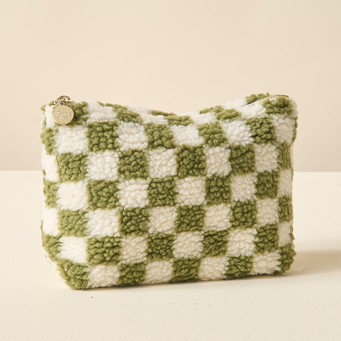 Green Checker Teddy Pouch