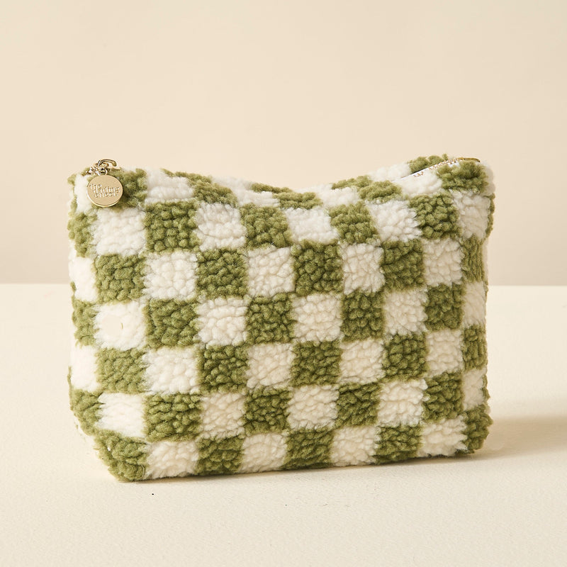 Green Checker Teddy Pouch