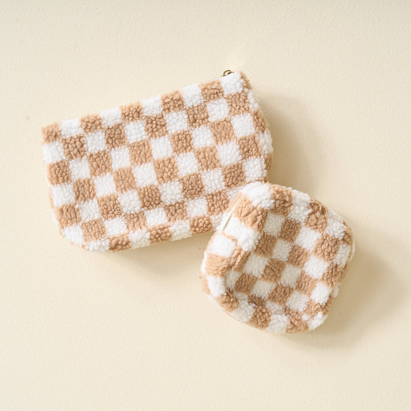 Checker Square Teddy Pouch