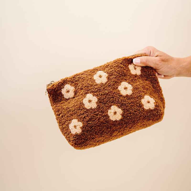 Brown Flower Teddy Pouch