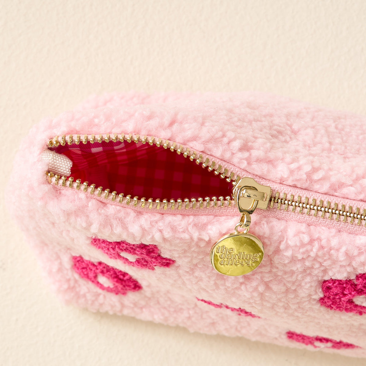 Pink Flower Teddy Pouch