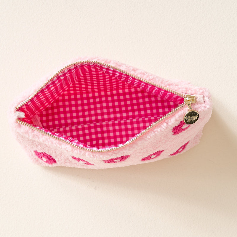 Pink Flower Teddy Pouch