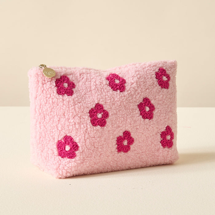 Pink Flower Teddy Pouch