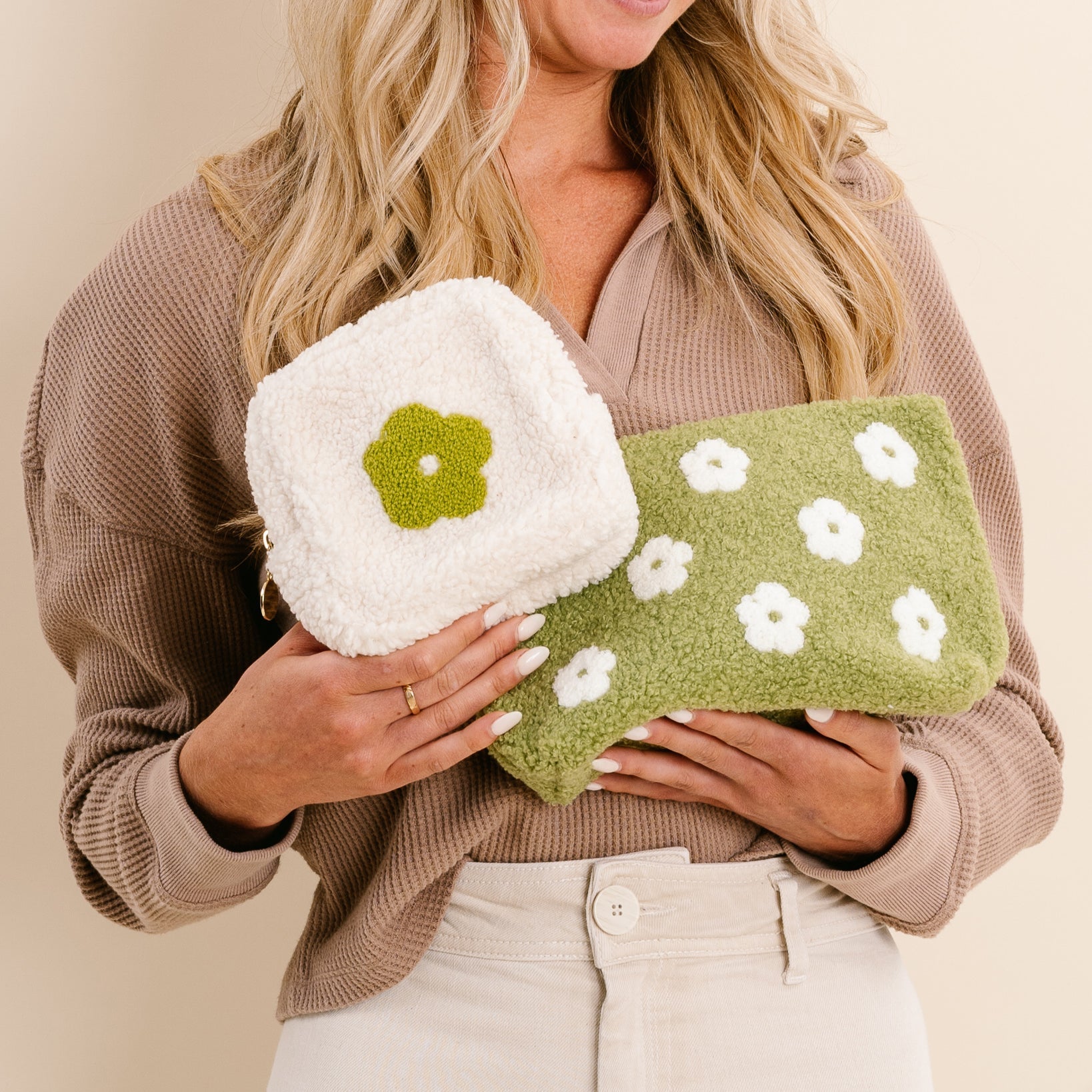 Square Flower Teddy Pouch