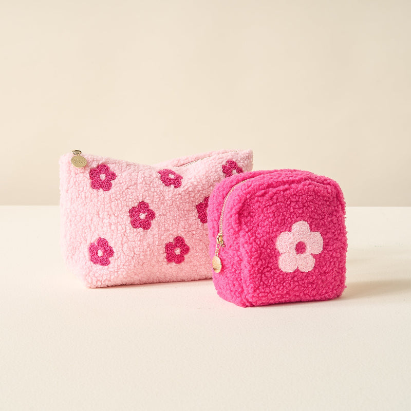 Pink Flower Teddy Pouch