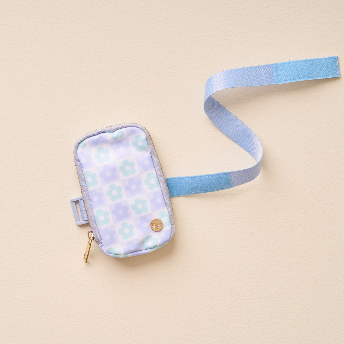 Blue Flower Check Tumbler Fanny Pack