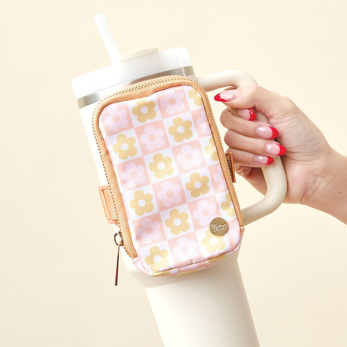 Peach Flower Check Tumbler Fanny Pack