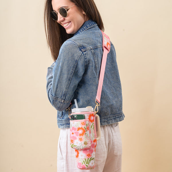 Beyond Blooms Pink Orange Tumbler Sling Bag