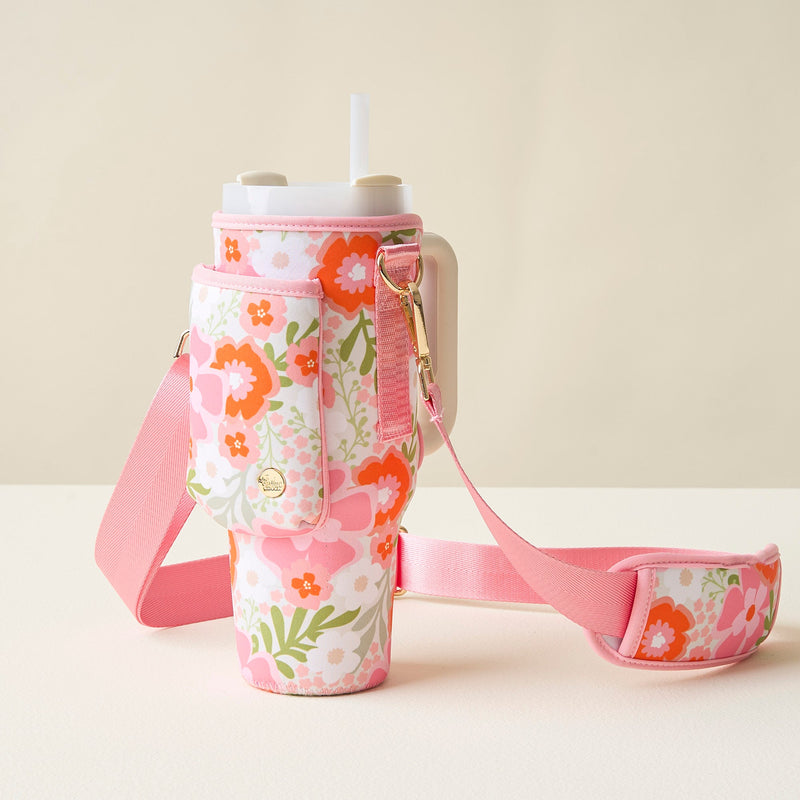 Beyond Blooms Pink Orange Tumbler Sling Bag