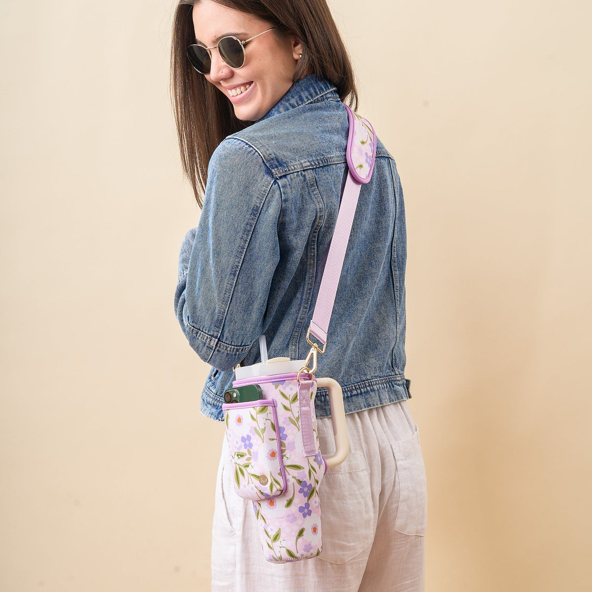 Floral Haven Lilac Tumbler Sling Bag