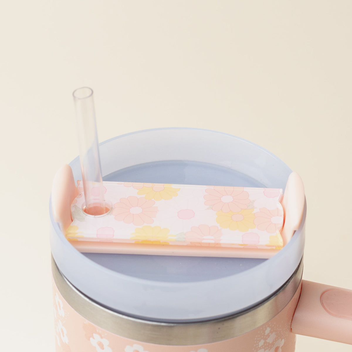 Daisy Craze Peach Tumbler Lid Tag