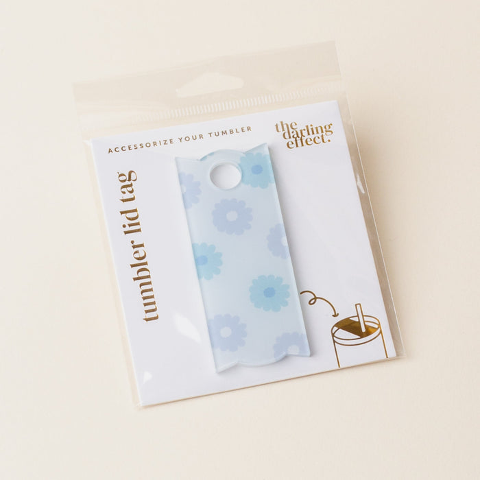 Darling Daisy Aqua Tumbler Lid Tag