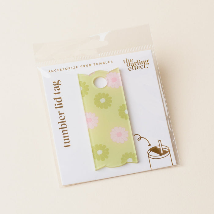 Darling Daisy Green Tumbler Lid Tag