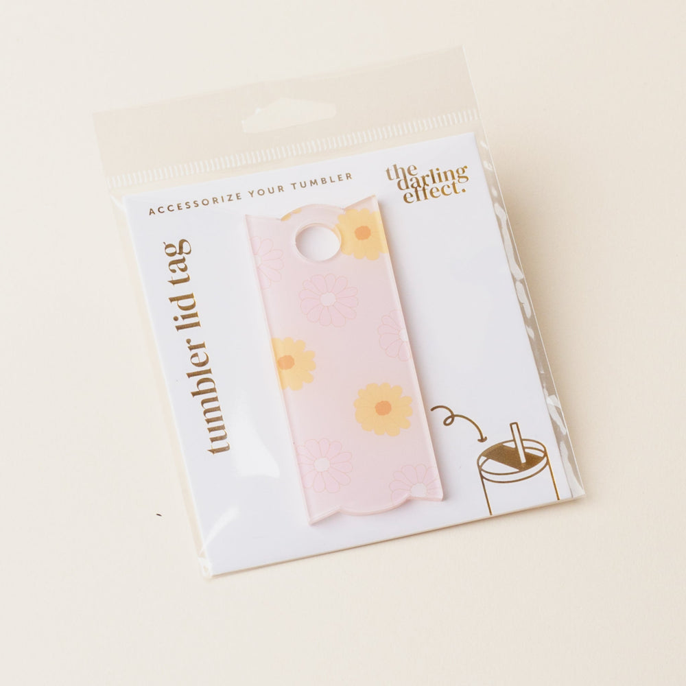 Darling Daisy Peach Tumbler Lid Tag