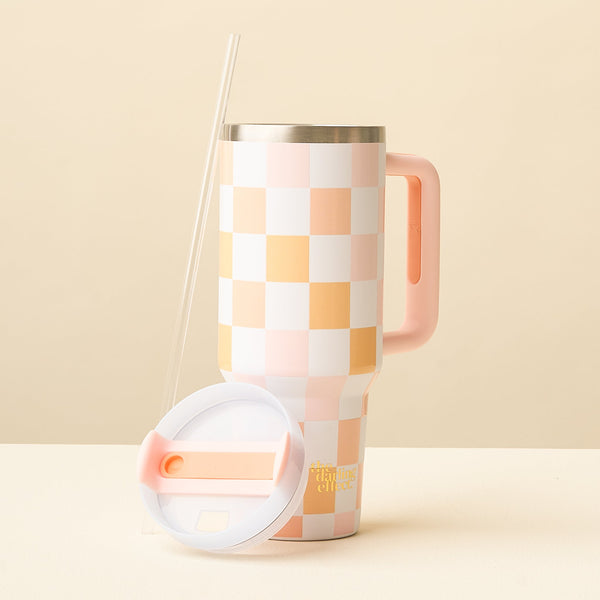 Peach Checker 40 oz Take Me Everywhere Tumbler