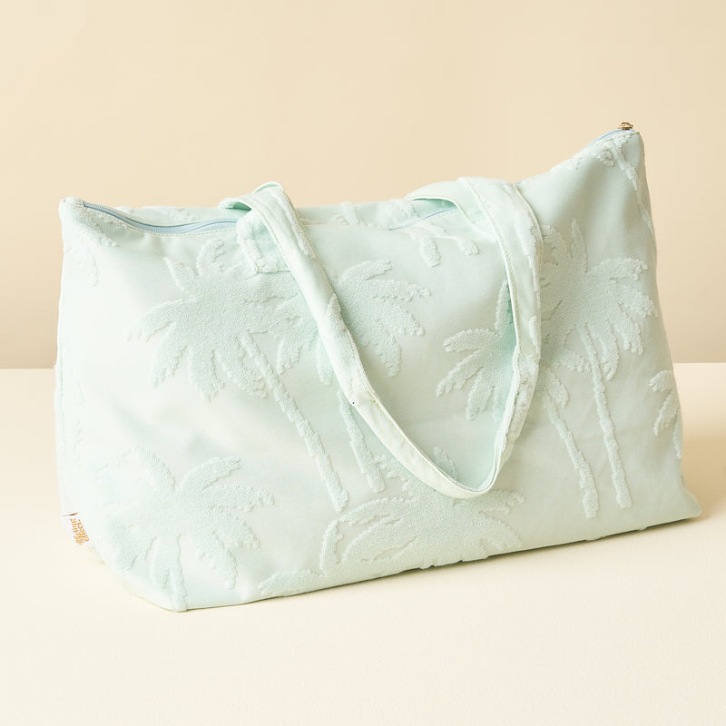 Aqua Palm Terry Tote Bag