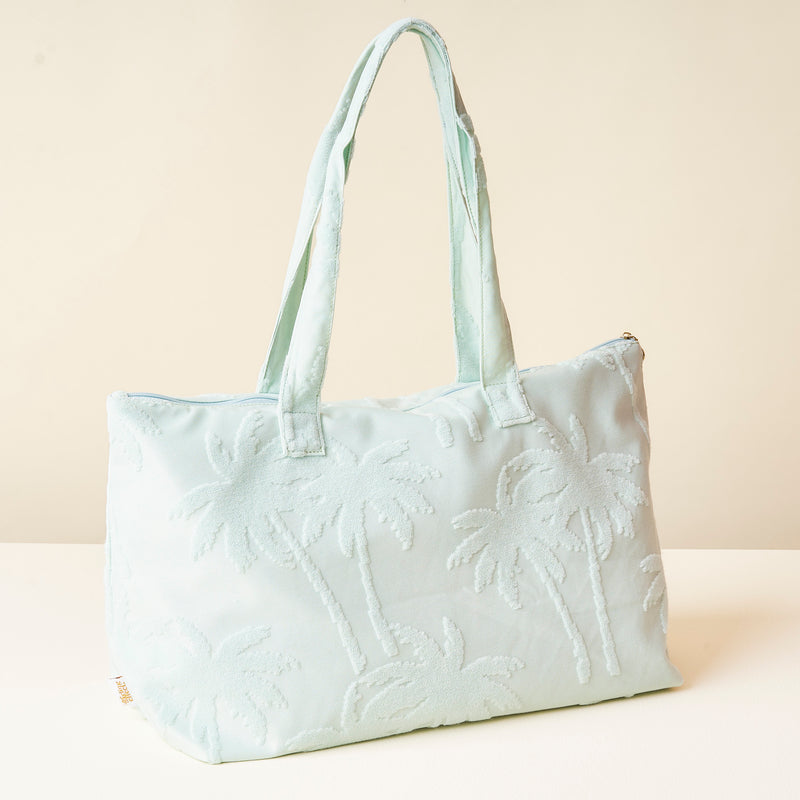 Aqua Palm Terry Tote Bag