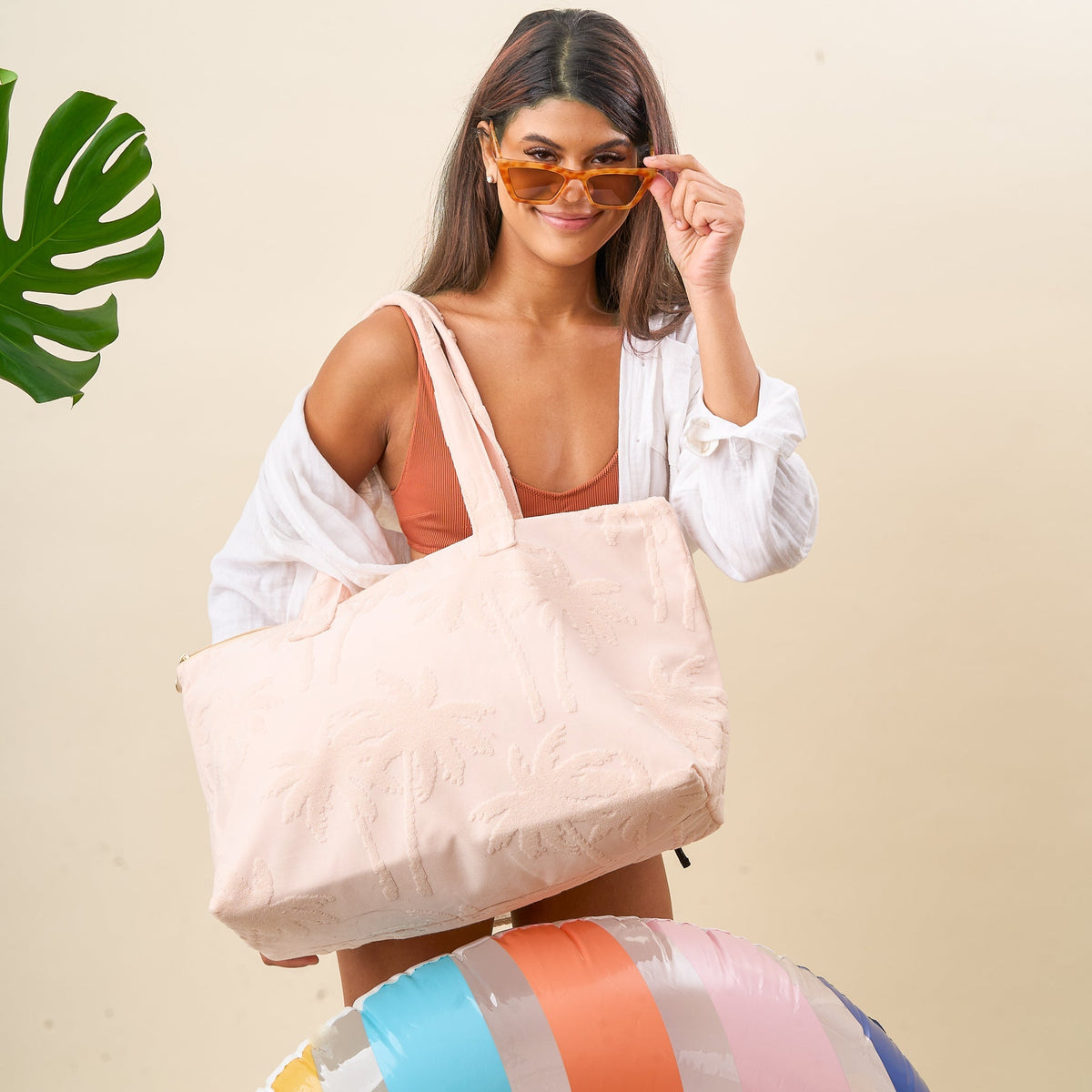 Blush Palm Terry Tote Bag