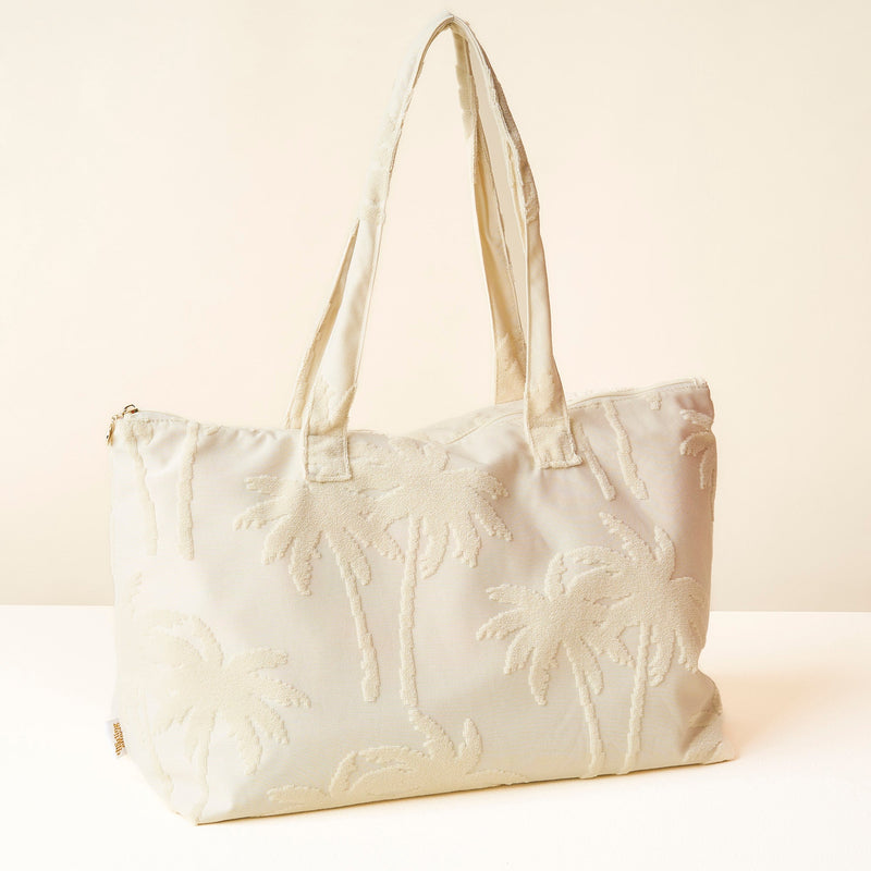 Cream Palm Terry Tote Bag