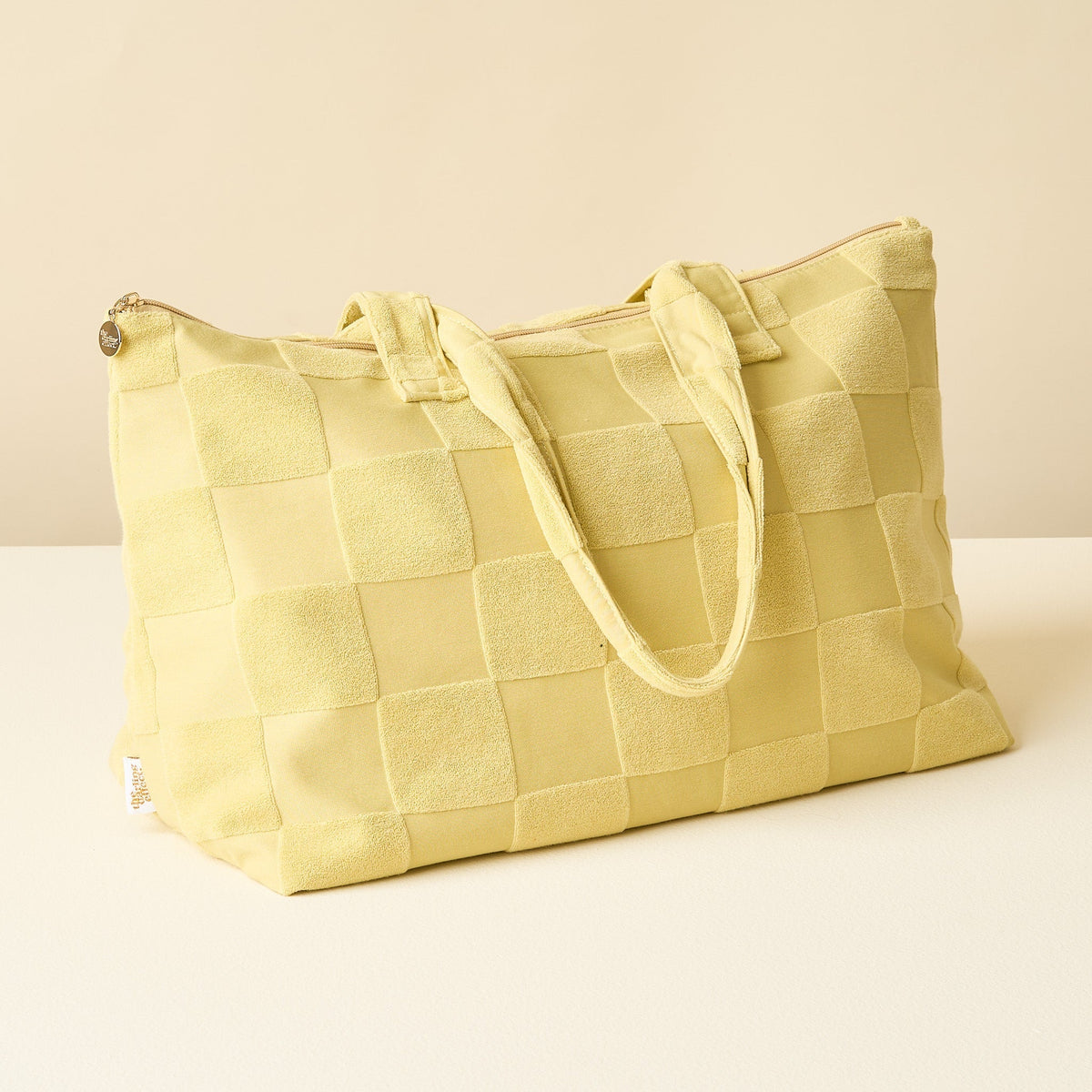 Green Check Terry Tote Bag