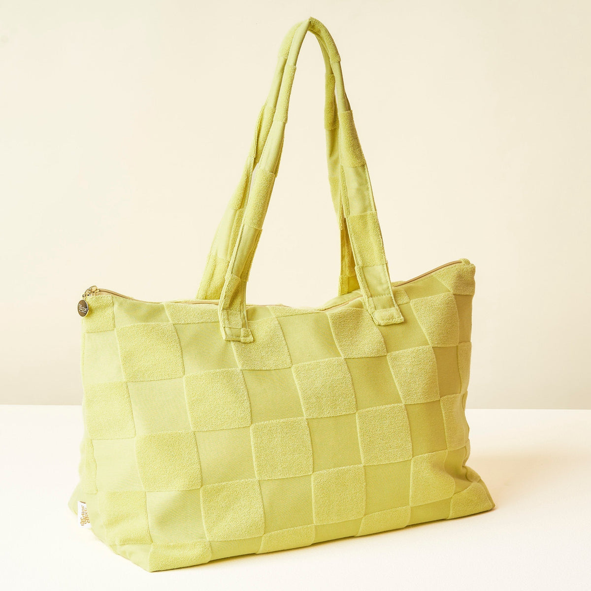 Green Check Terry Tote Bag