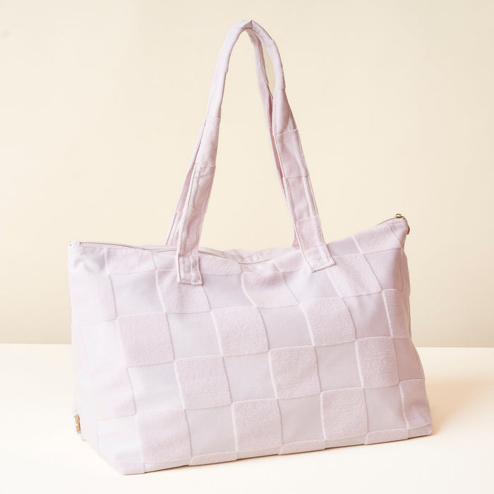 Purple Check Terry Tote Bag