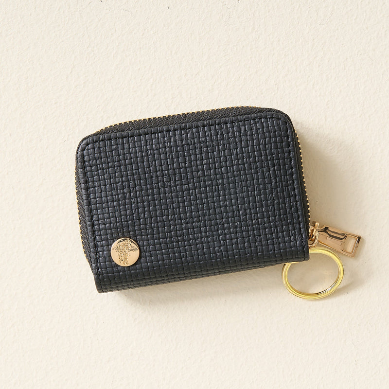 Woven Black Zip Around Wallet