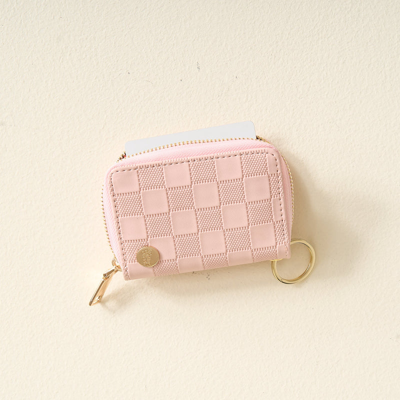 Blush Check Zip Around Wallet