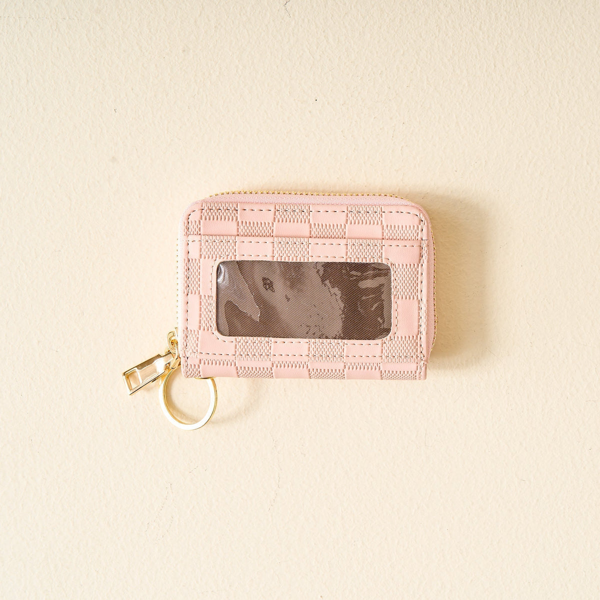 Blush Check Zip Around Wallet