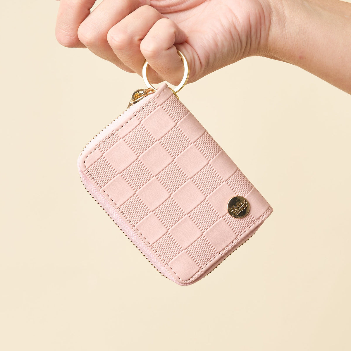 Blush Check Zip Around Wallet