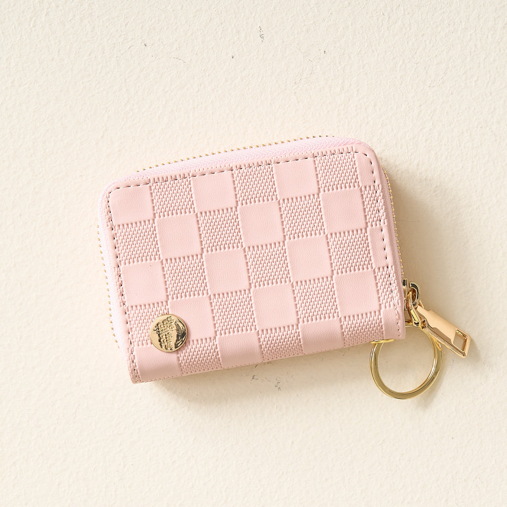 Blush Check Zip Around Wallet