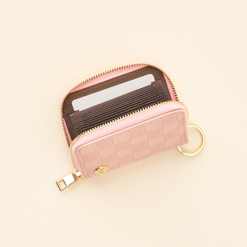 Blush Check Zip Around Wallet