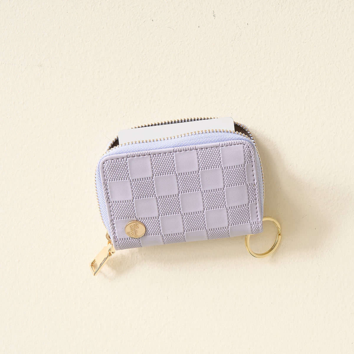 Periwinkle Check Zip Around Wallet