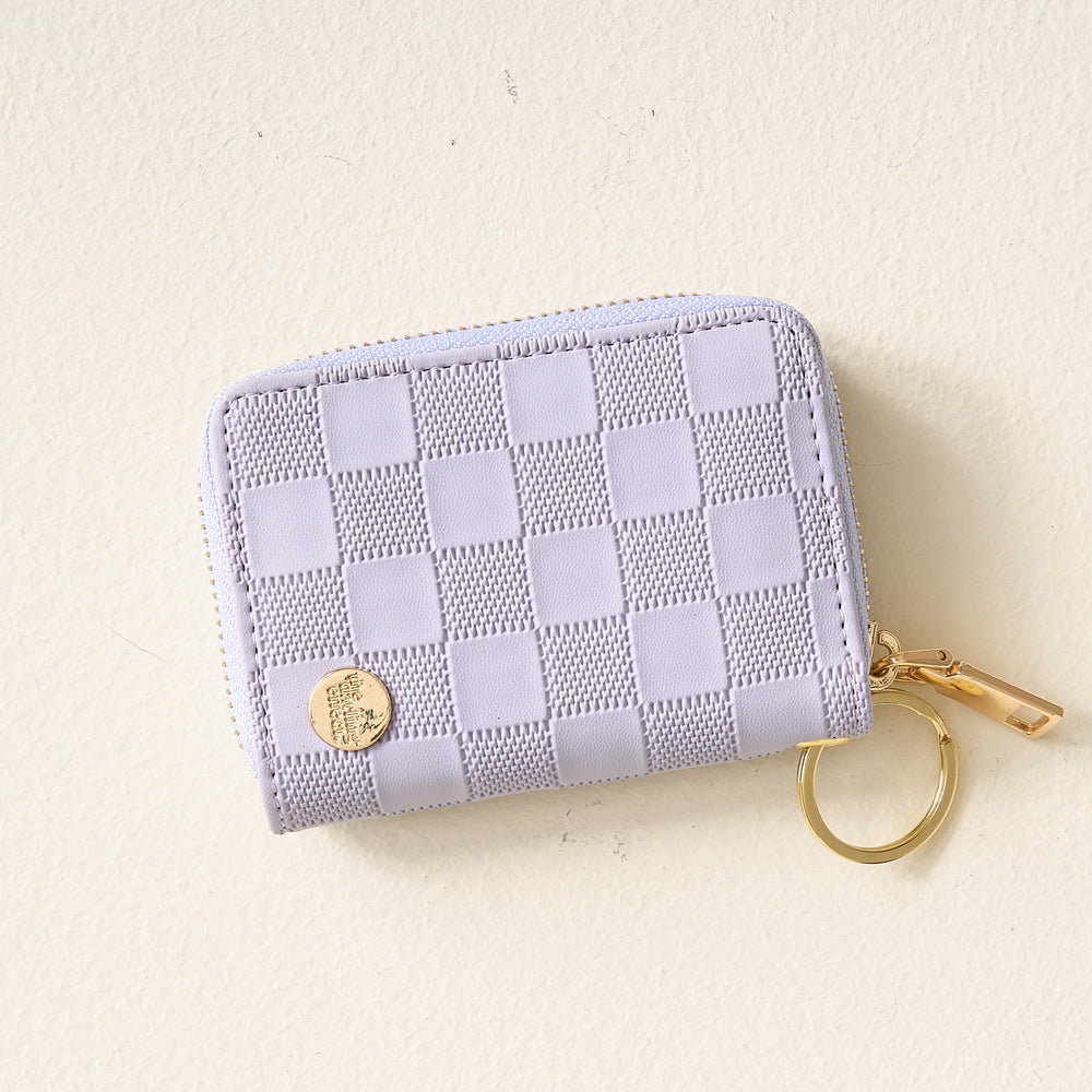 Periwinkle Check Zip Around Wallet