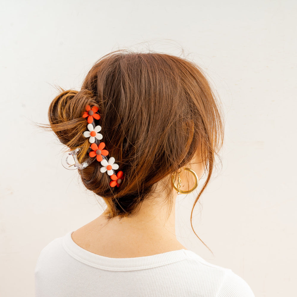 Red Game Day Daisy Claw Clip