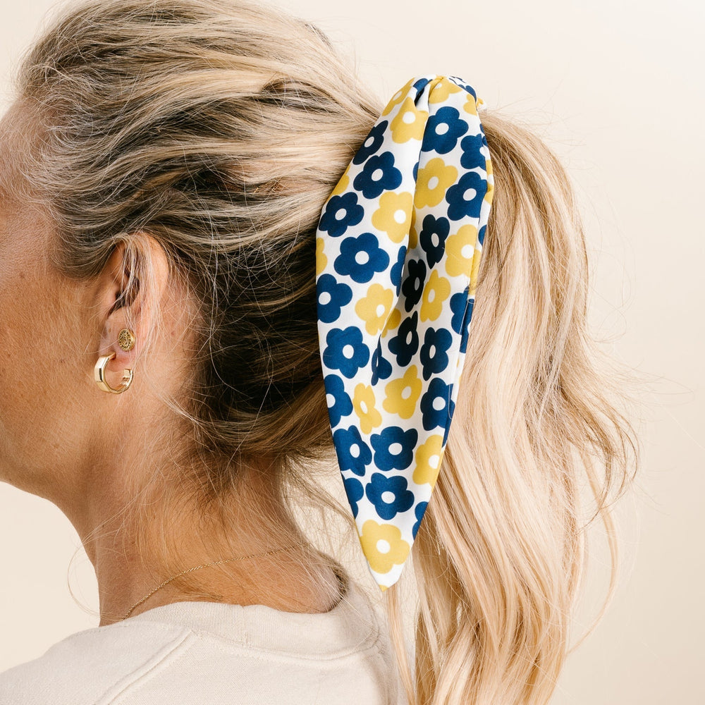 Navy Yellow Game Day Hair Scarf